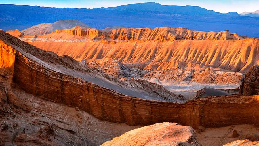 From San Pedro de Atacama: Moon Valley - Sunset Color Show: Cocktail Time in Red and Fuchsia Light